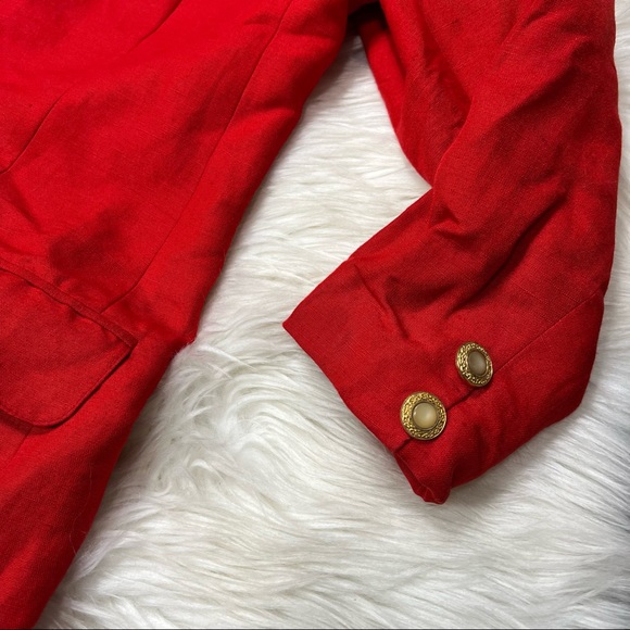Vintage Red Linen Skirt & Blazer Suit - Picture 6 of 16